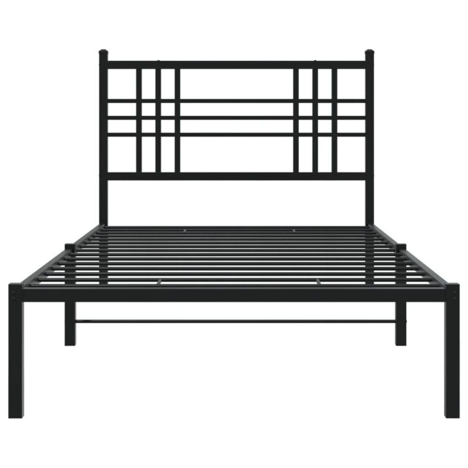 Estructura cama sin colchón con cabecero metal negro 100x190