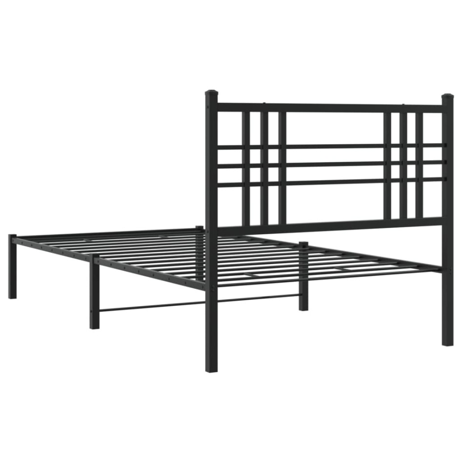 Estructura cama sin colchón con cabecero metal negro 100x190