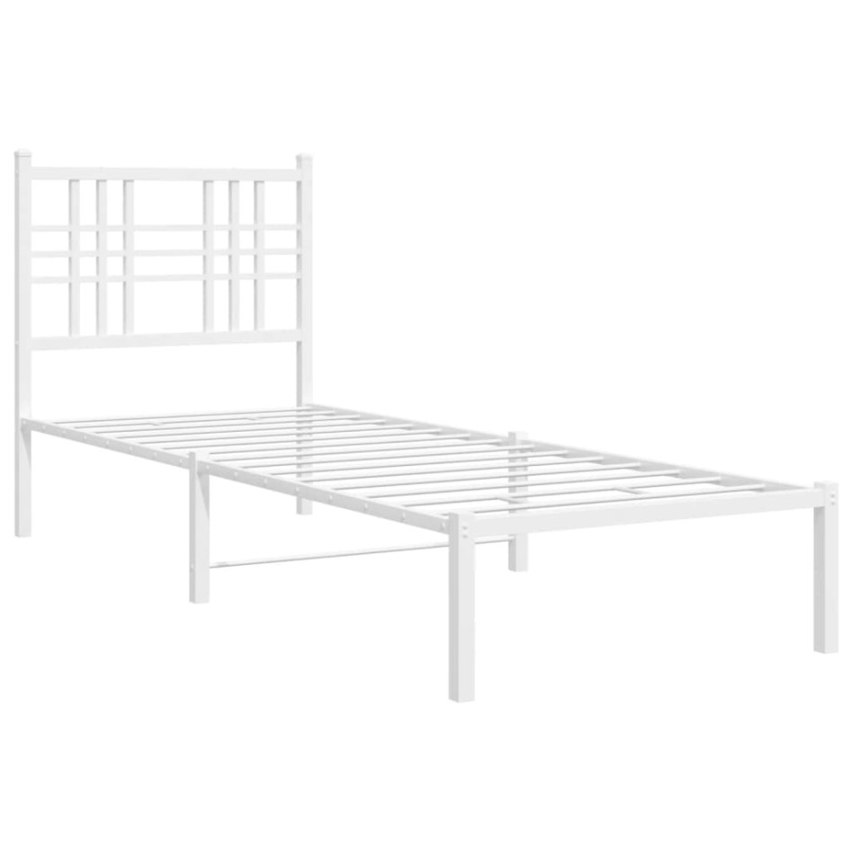 Estructura cama sin colchón con cabecero metal blanco 80x200