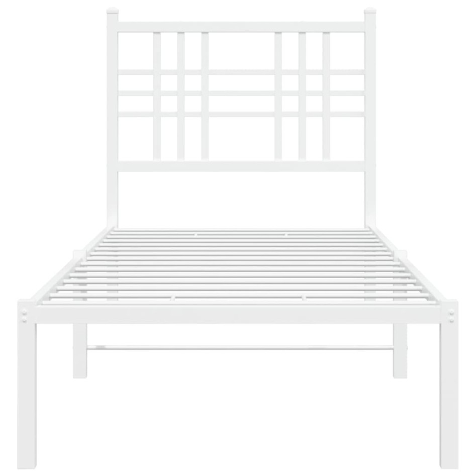 Estructura cama sin colchón con cabecero metal blanco 80x200