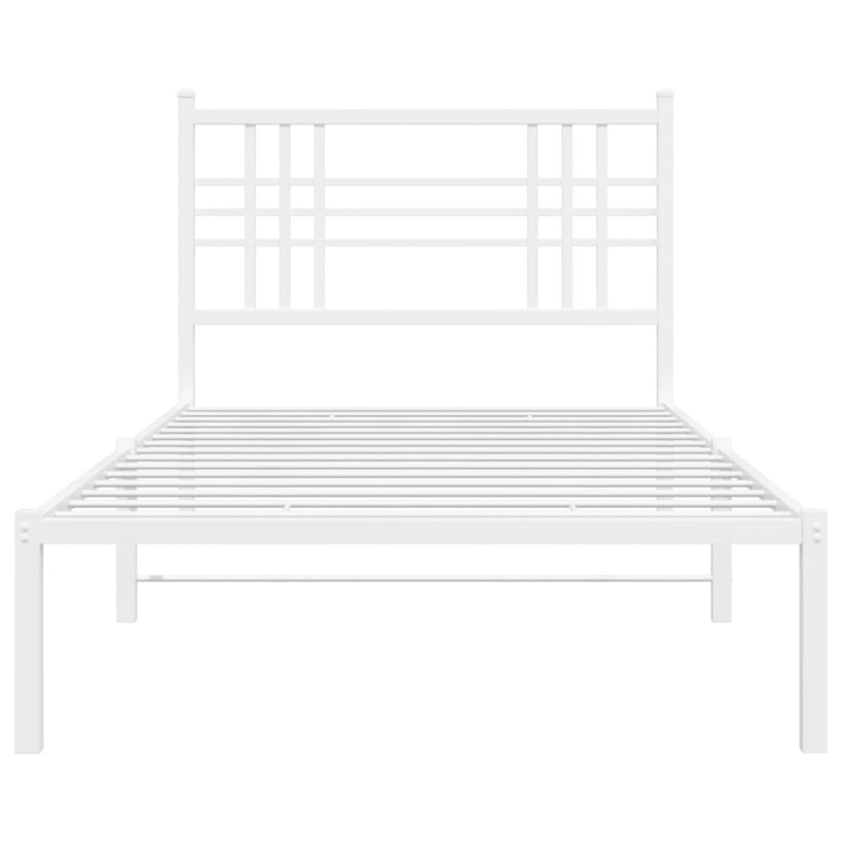 Estructura cama sin colchón con cabecero metal blanco 90x200
