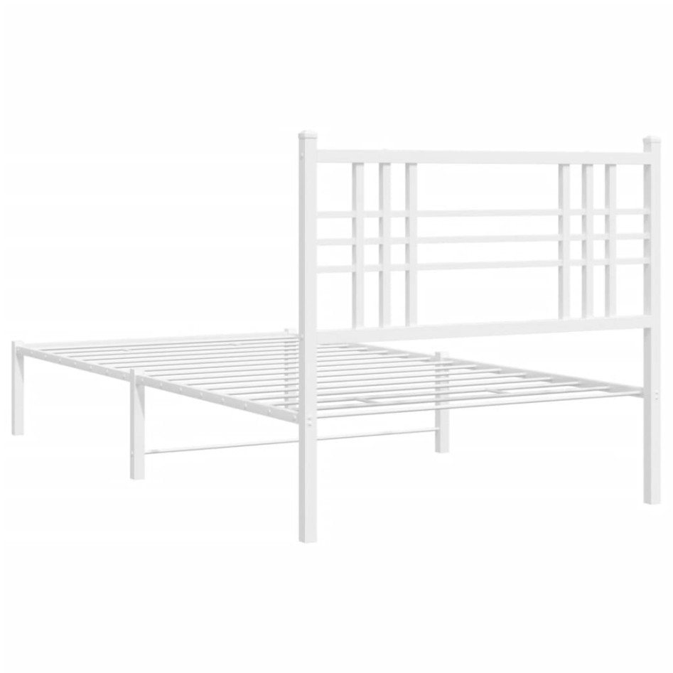 Estructura cama sin colchón con cabecero metal blanco 90x200