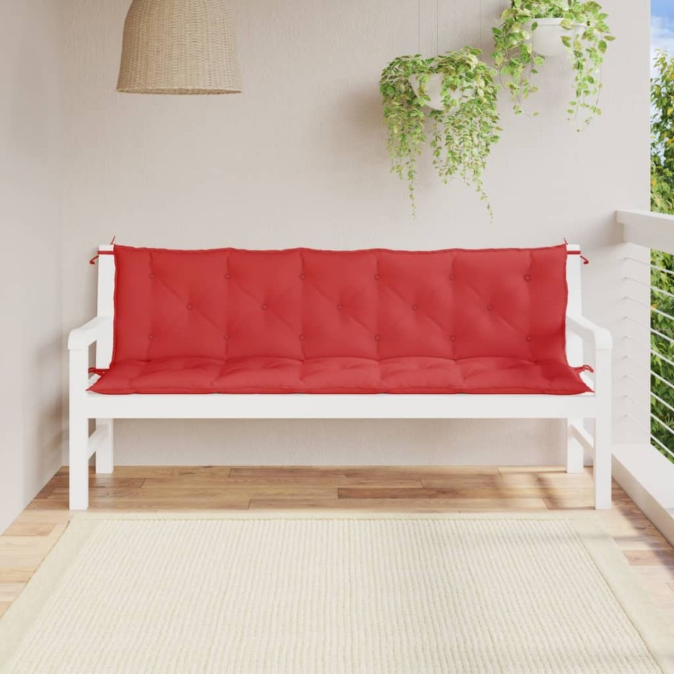Cojines de banco de jardín 2 uds tela Oxford rojo 180x50x7
