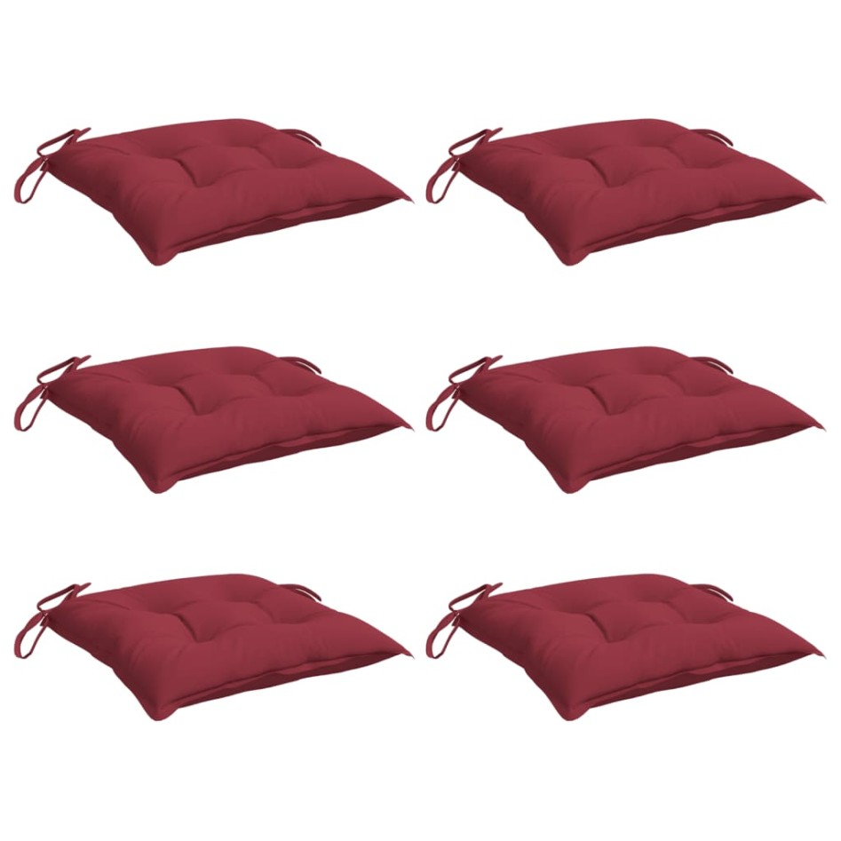 Cojines silla de jardín 6 uds tela Oxford rojo tinto 40x40x7