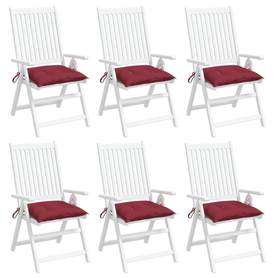 Cojines silla de jardín 6 uds tela Oxford rojo tinto 40x40x7