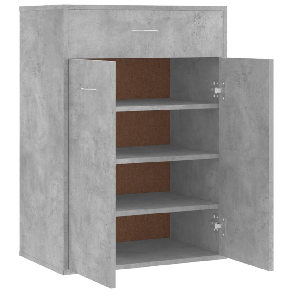 Mueble zapatero de contrachapada gris hormigón 60x35x84
