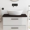 Encimera baño madera maciza tratada marrón oscuro 80x60x(2-4)cm