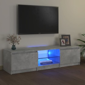 Mueble de TV con luces LED gris hormigón 140x40x35,5