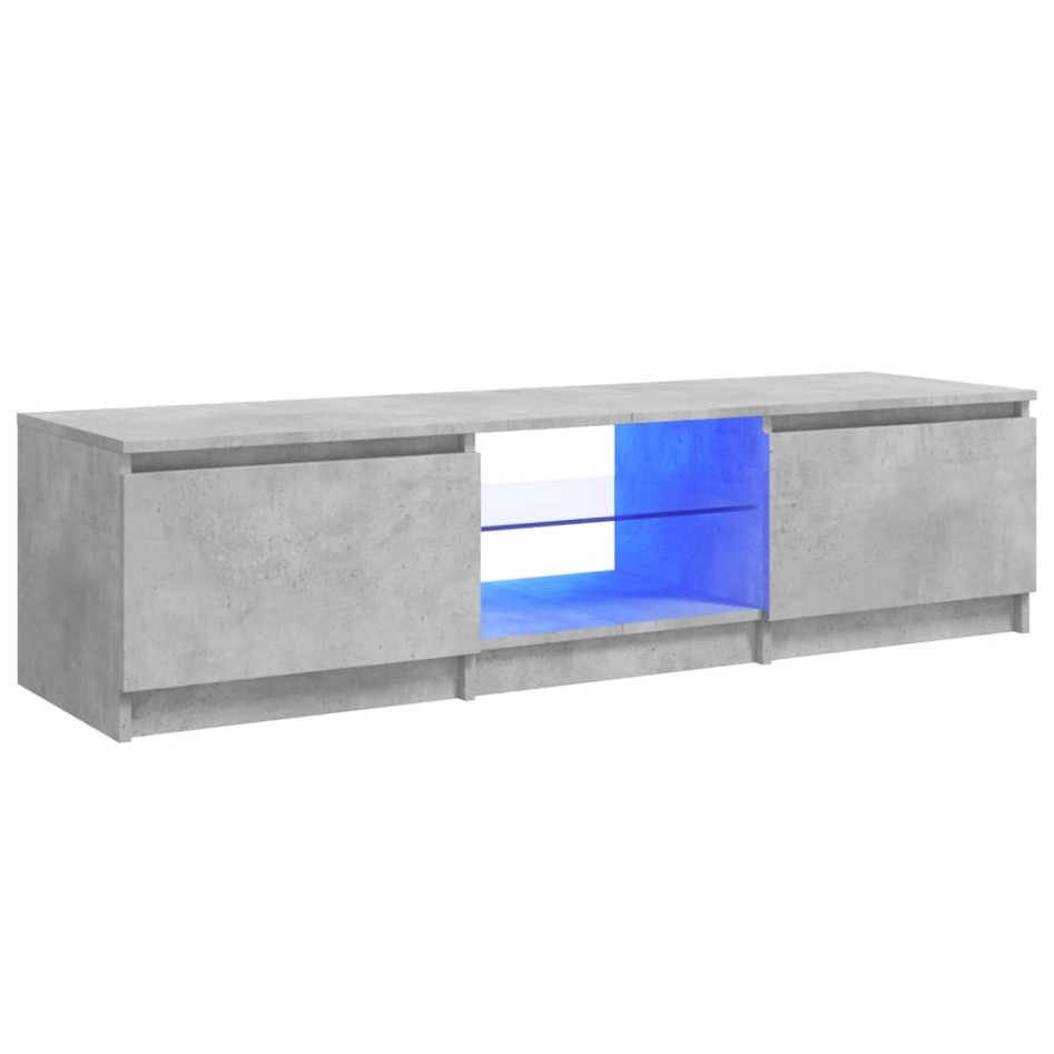 Mueble de TV con luces LED gris hormigón 140x40x35,5