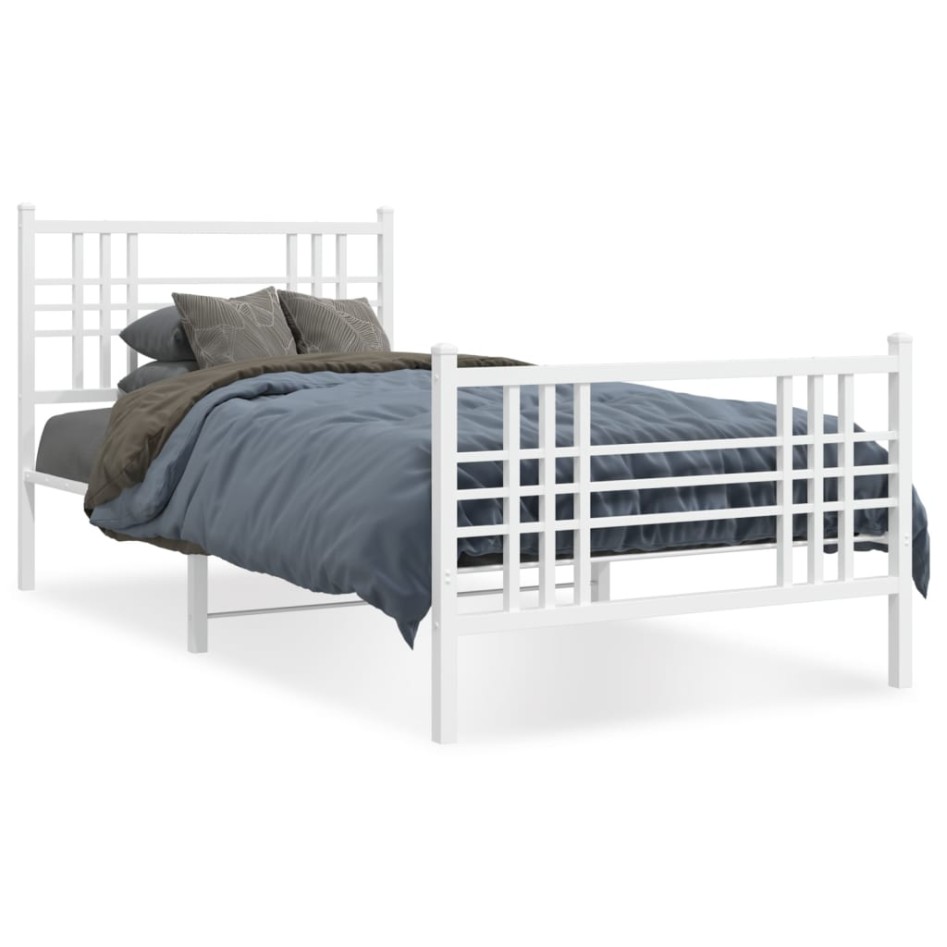 Estructura cama sin colchón con estribo metal blanco 100x190