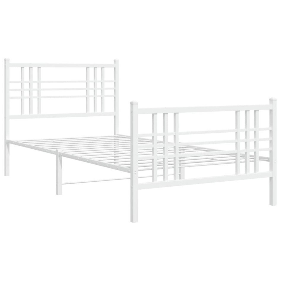 Estructura cama sin colchón con estribo metal blanco 100x190