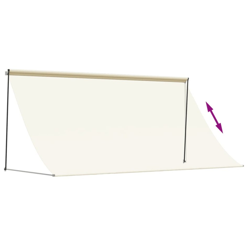 Toldo retráctil de tela y acero crema 300x150
