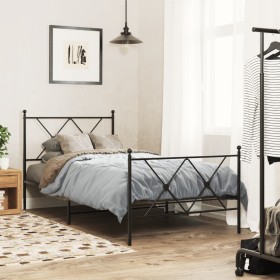 Estructura cama sin colchón con estribo metal negro 90x190