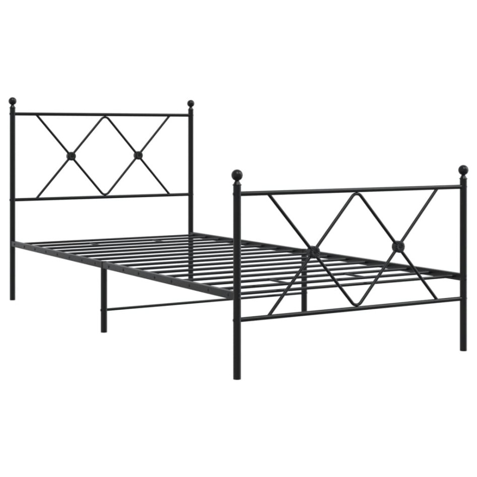Estructura cama sin colchón con estribo metal negro 90x190