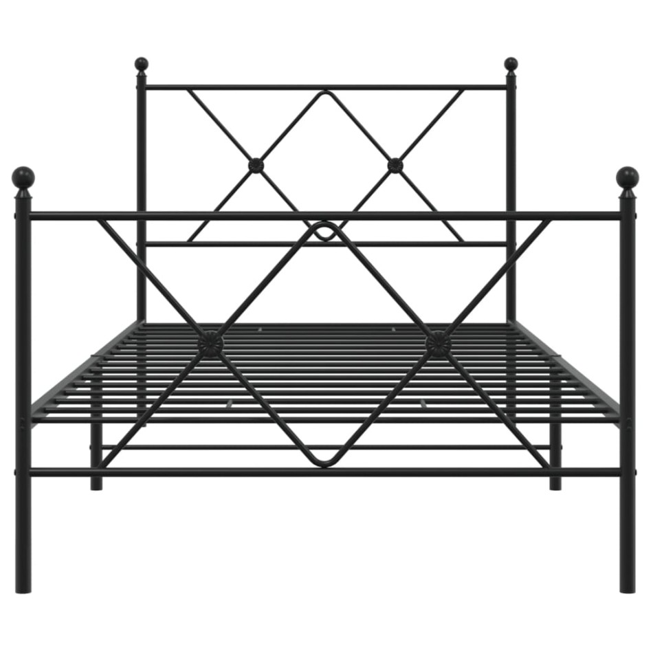 Estructura cama sin colchón con estribo metal negro 90x190