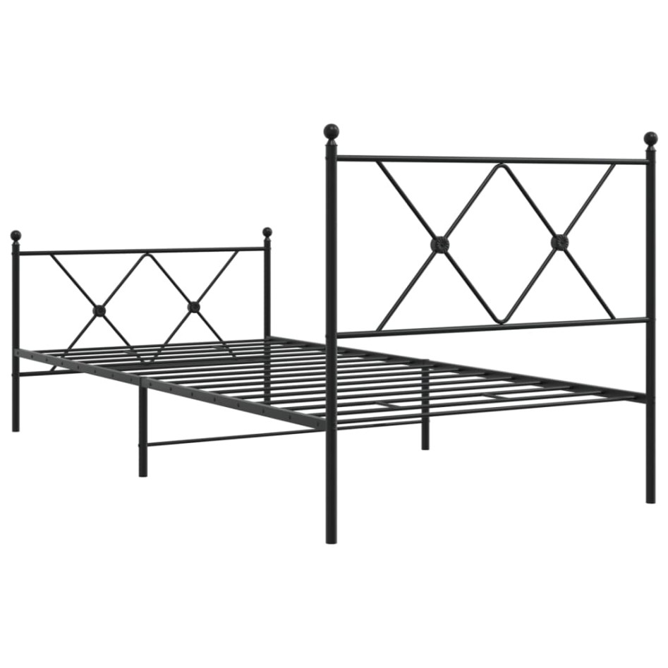 Estructura cama sin colchón con estribo metal negro 90x190