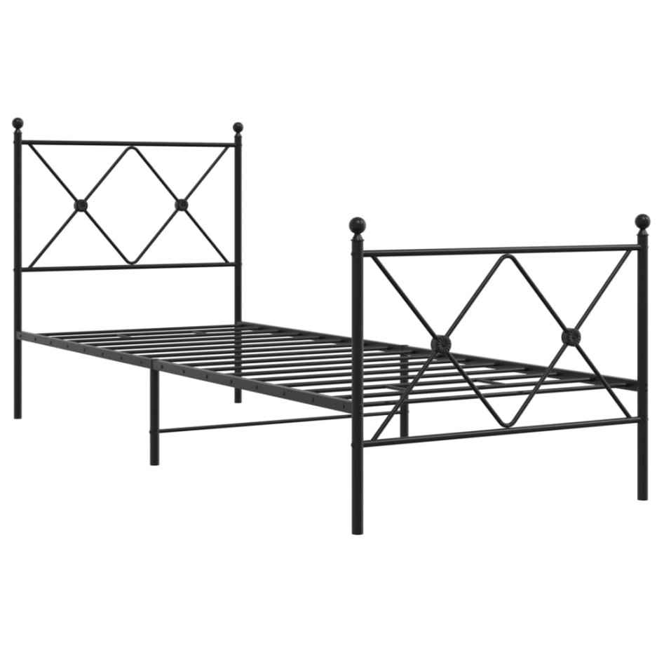 Estructura cama sin colchón con estribo metal negro 75x190