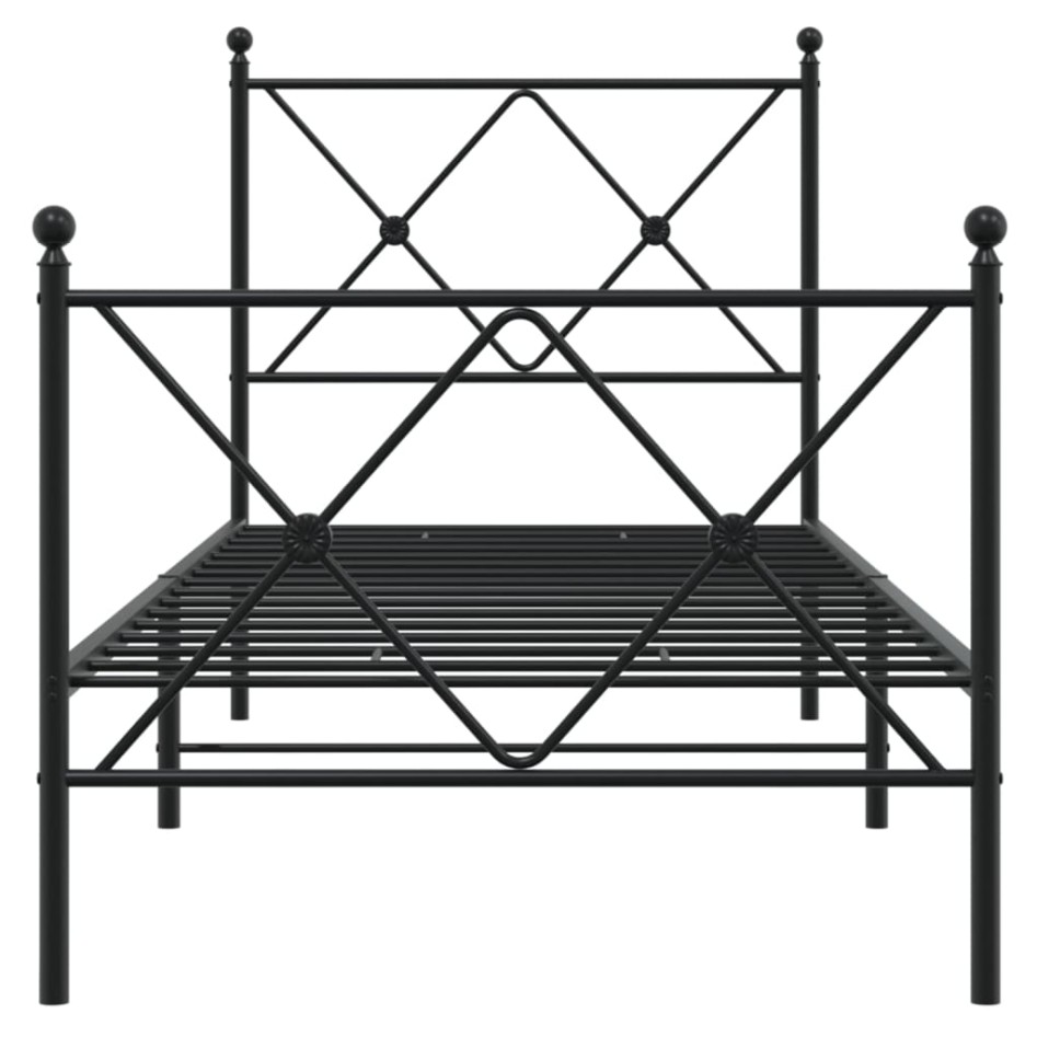 Estructura cama sin colchón con estribo metal negro 75x190