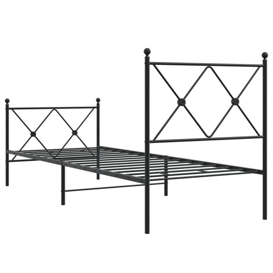 Estructura cama sin colchón con estribo metal negro 75x190