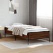 Estructura cama madera ingeniería metal marrón roble 100x200 cm
