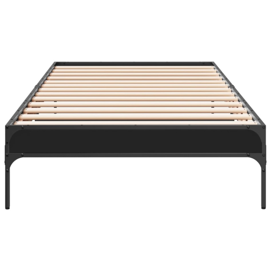 Estructura de cama madera ingeniería y metal negro 100x200