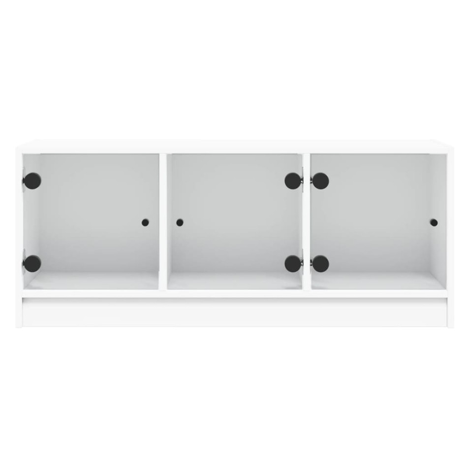 Mueble de TV con puertas de vidrio blanco 102x37x42