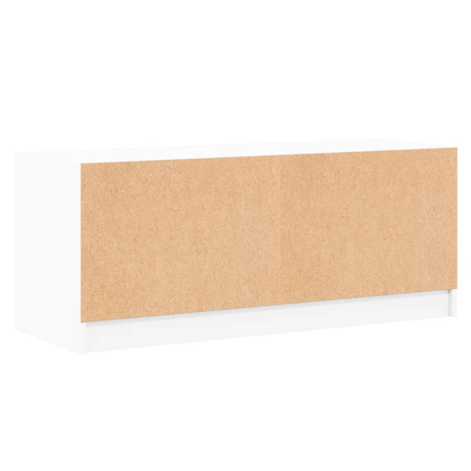 Mueble de TV con puertas de vidrio blanco 102x37x42