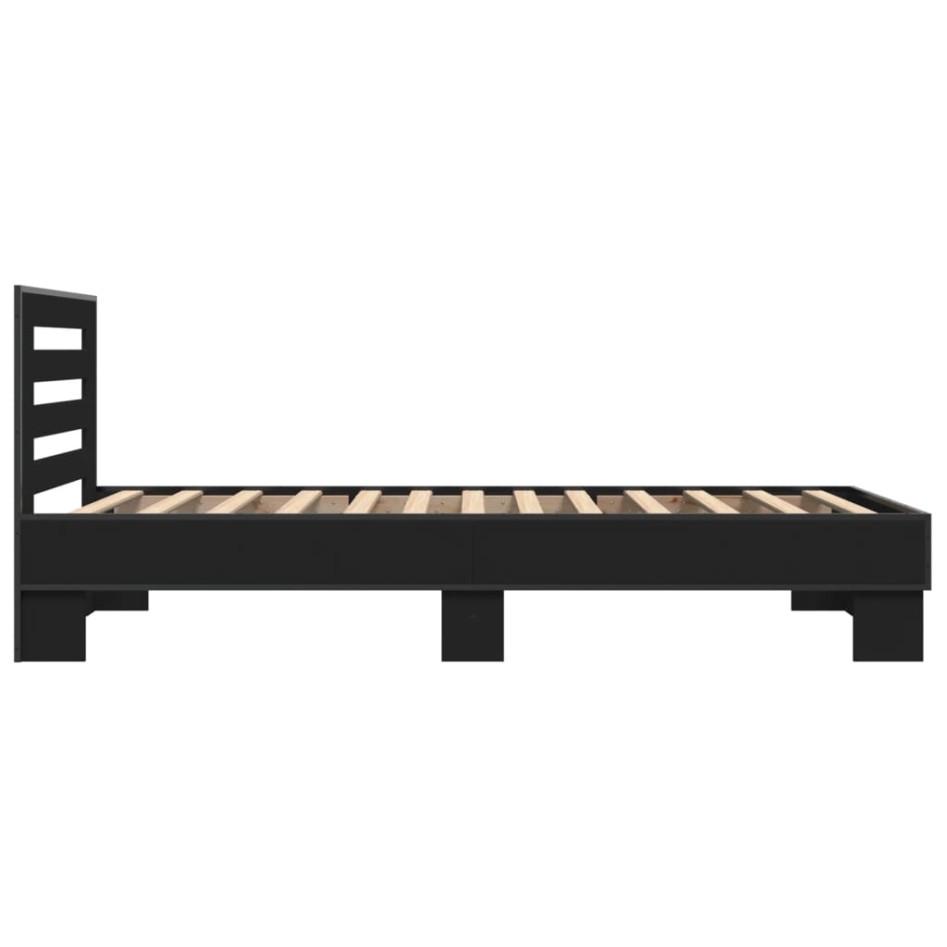 Estructura de cama madera de ingeniería y metal negro 90x200