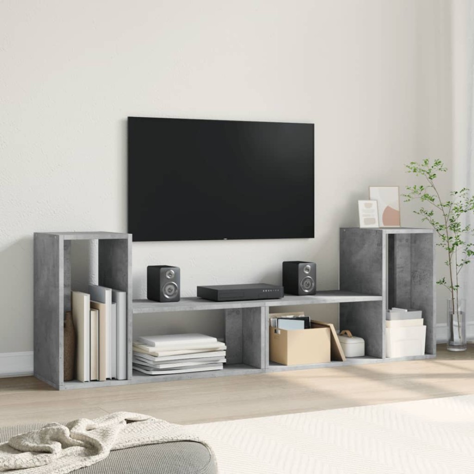 Muebles de TV 2 uds madera ingeniería gris hormigón 75x30x50