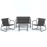 Juego muebles de jardín 4 pzas y cojines acero gris