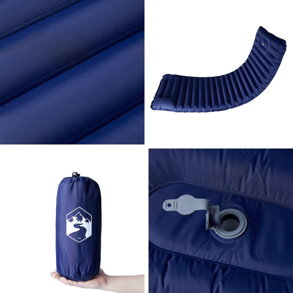 Colchón de camping autoinflable con almohada 1 persona