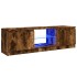 Mueble de TV con luces LED roble ahumado 120x30x35,5