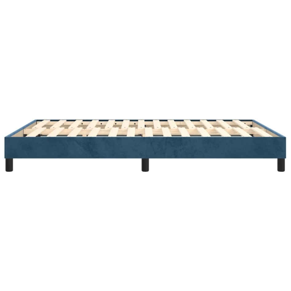 Estructura de cama sin colchón terciopelo azul oscuro