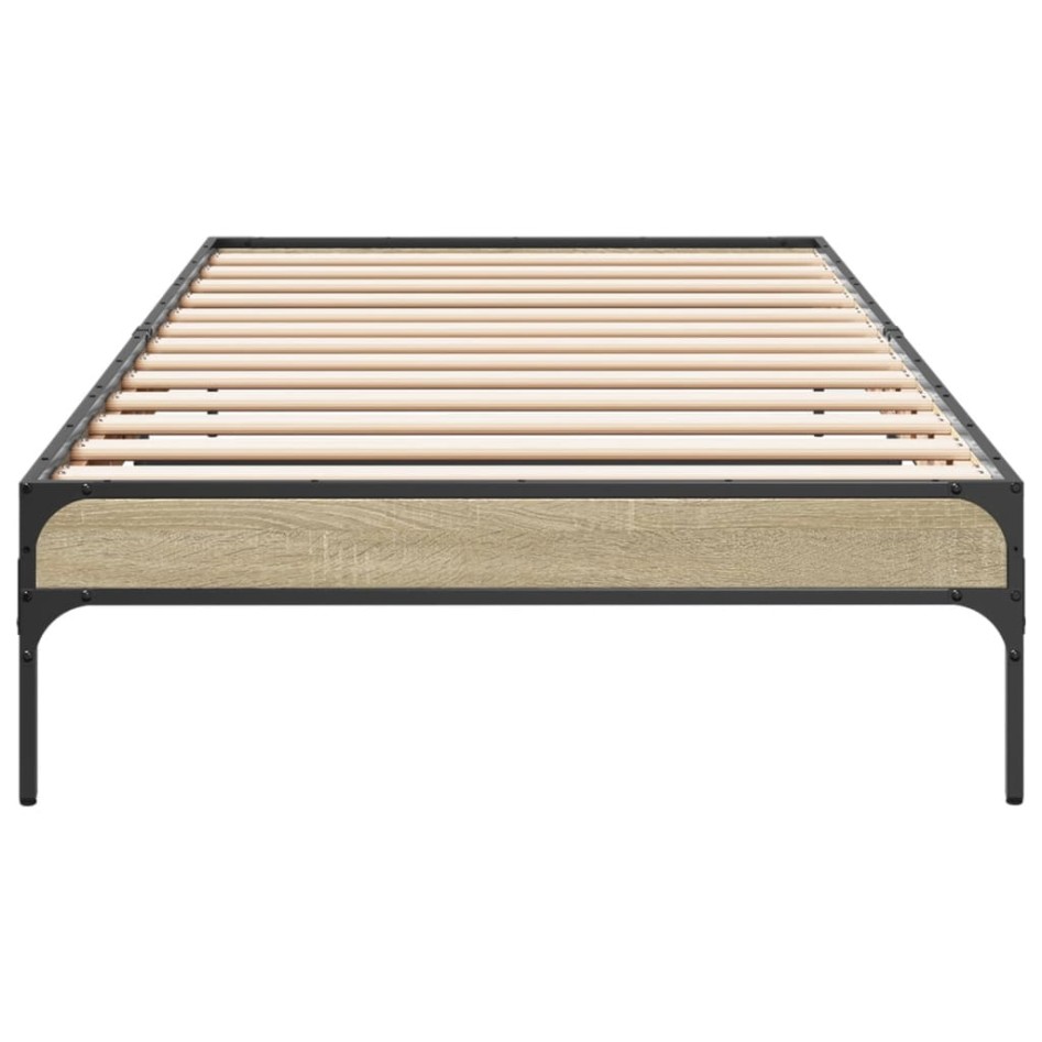 Estructura cama madera ingeniería metal roble Sonoma 90x200