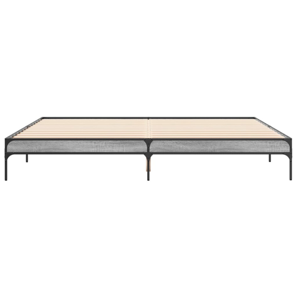 Estructura cama madera ingeniería metal gris Sonoma 200x200