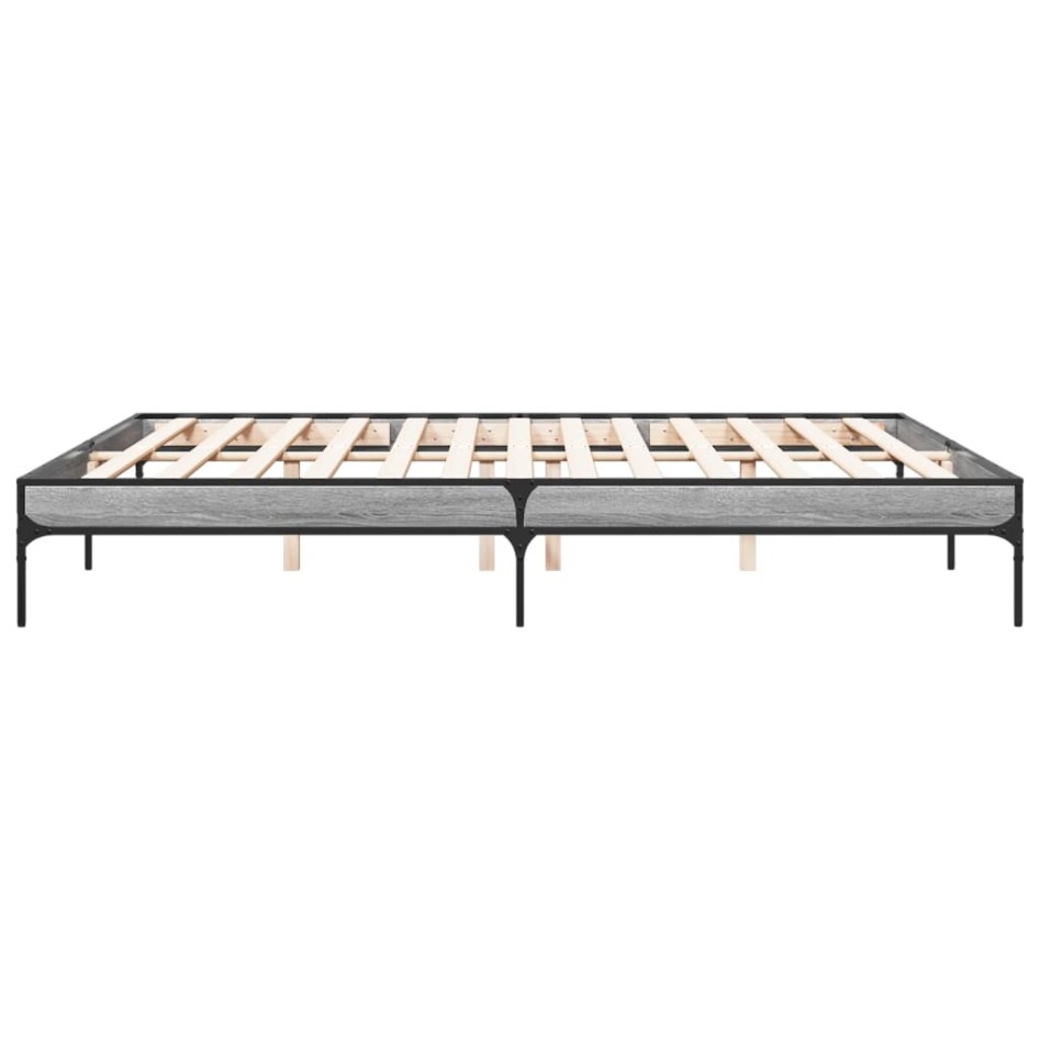 Estructura cama madera ingeniería metal gris Sonoma 200x200