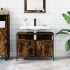 Armario lavabo baño madera ingeniería roble ahumado 80x30x60