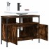 Armario lavabo baño madera ingeniería roble ahumado 80x30x60