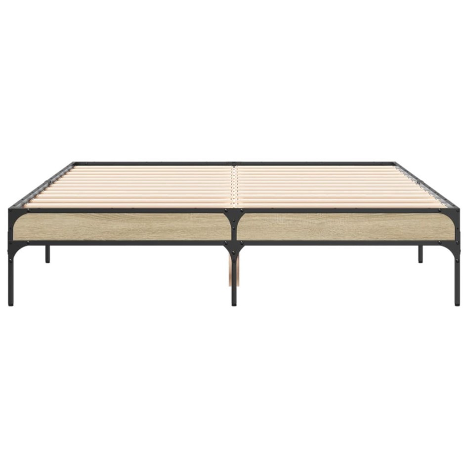Estructura cama madera ingeniería metal roble Sonoma 120x190