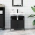 Armario para lavabo de baño madera ingeniería negro 60x30x60