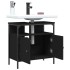 Armario para lavabo de baño madera ingeniería negro 60x30x60