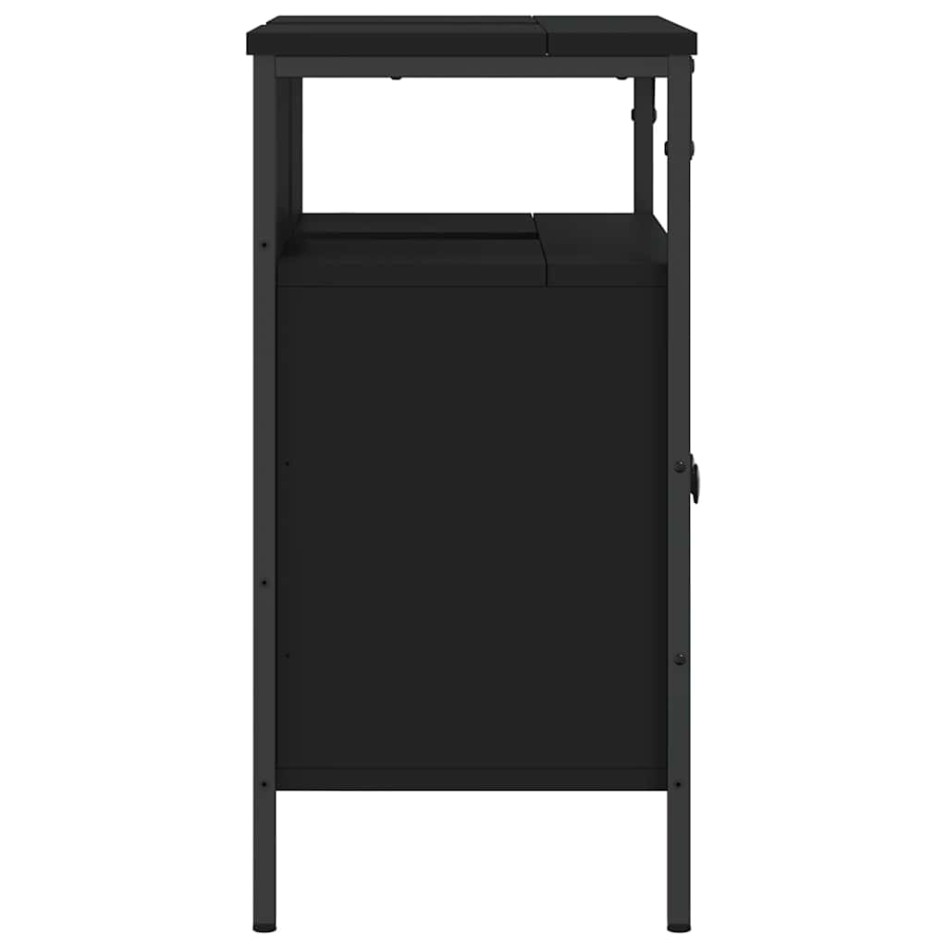 Armario para lavabo de baño madera ingeniería negro 60x30x60