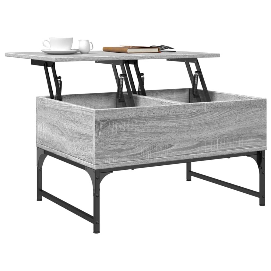 Mesa de centro madera ingeniería metal gris Sonoma 70x50x40