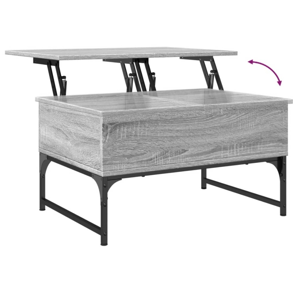Mesa de centro madera ingeniería metal gris Sonoma 70x50x40