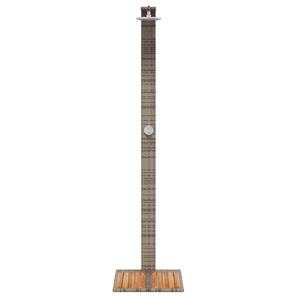 Ducha de exterior ratán PE y madera acacia gris 50x55x224