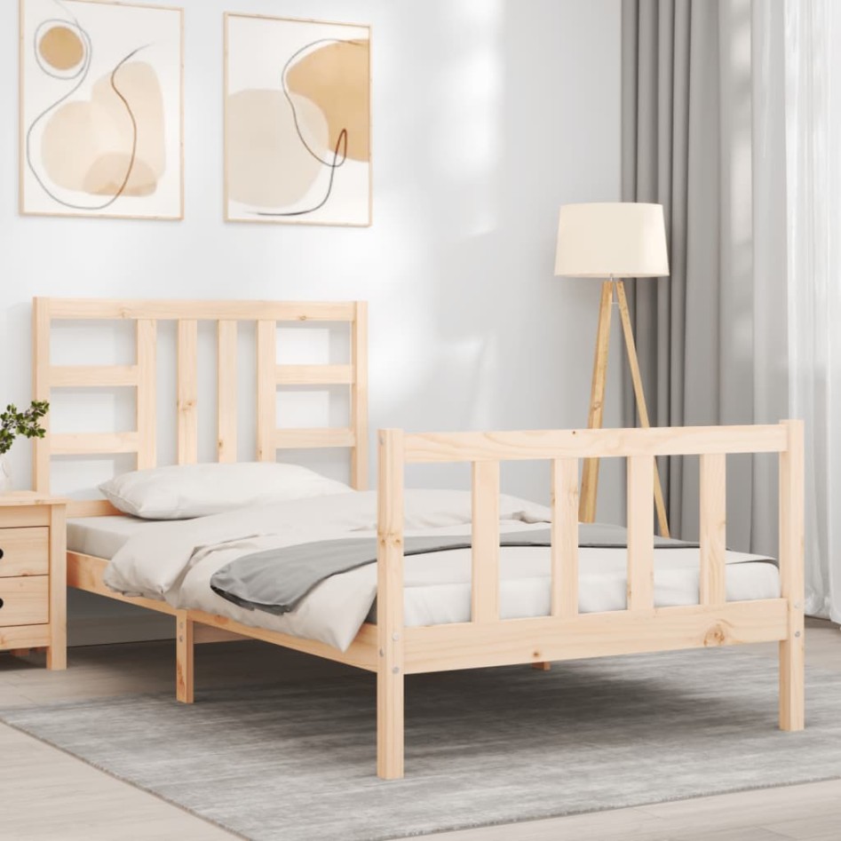 Estructura de cama sin colchón madera maciza de pino 90x200