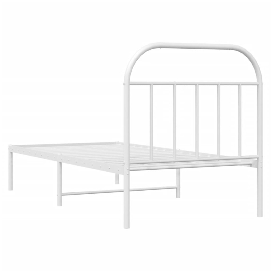 Estructura cama sin colchón con cabecero metal blanco 90x190