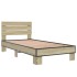 Estructura cama madera ingeniería metal roble Sonoma 75x190