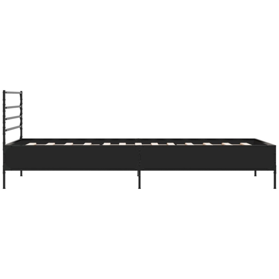 Estructura de cama madera de ingeniería y metal negra 90x190