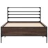 Estructura cama madera ingeniería metal marrón roble 90x190